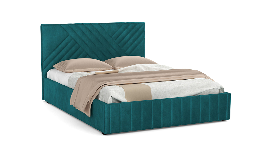 Кровать Гамма Ф 1400 с подъемным мех. велюр fresh изумруд