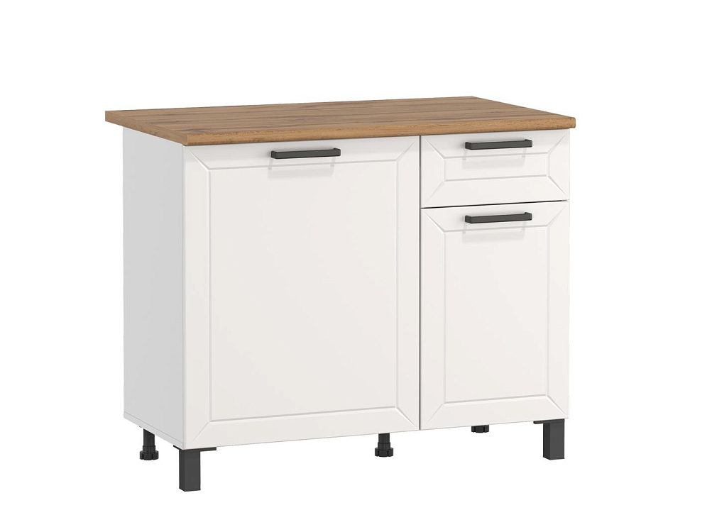 Шкаф Мадрид (1000) белый/столешница дуб вотан/ДВПО белый/ПВХ белый